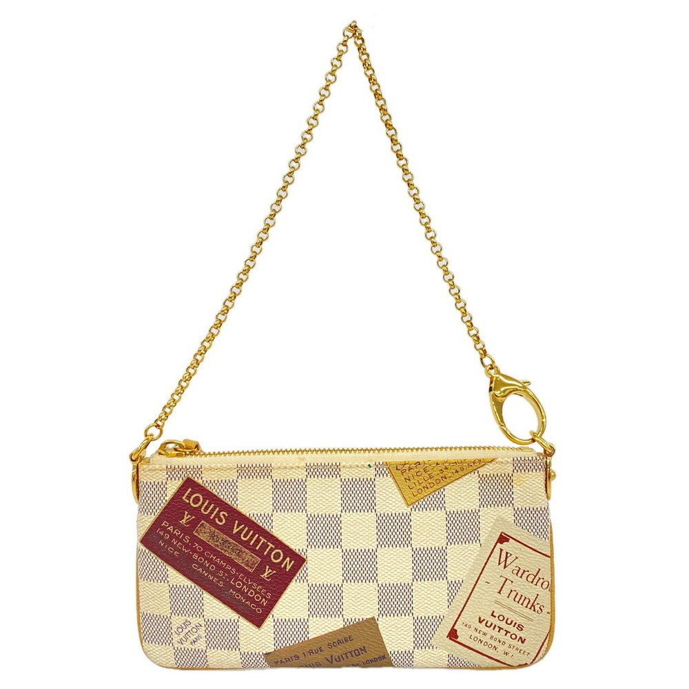 Louis Vuitton Damier Azur Label Collection Pochette Mira MM N63078 White Wome...